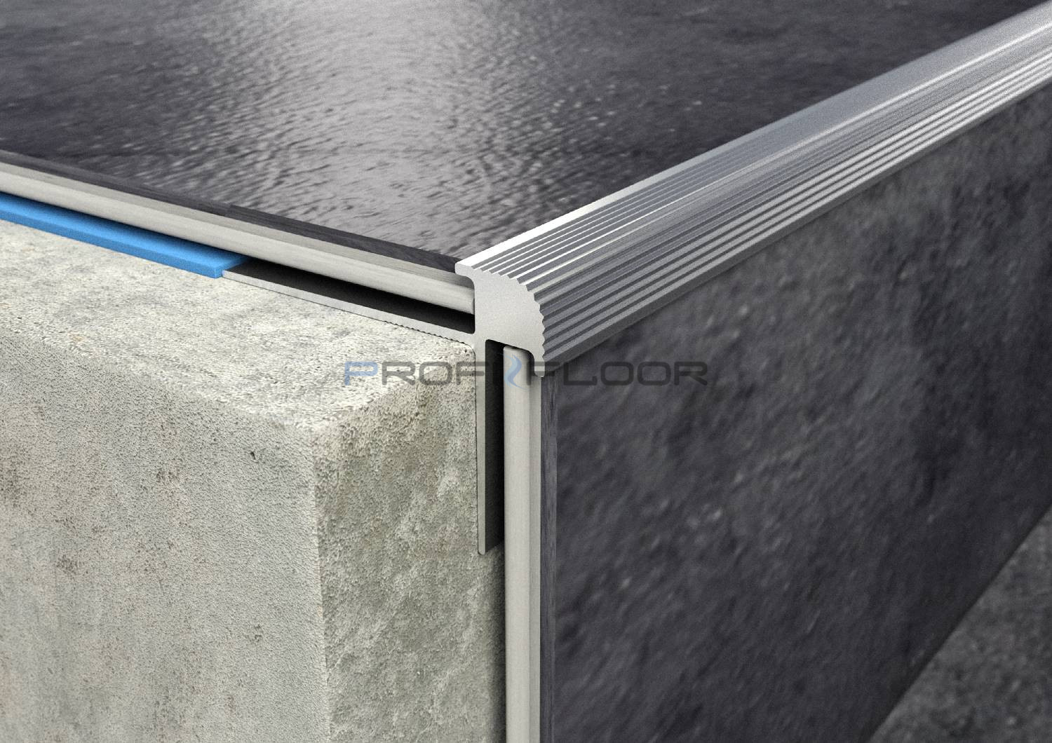 ALU PROFIL PF LVT2 ProfiFloor 2,7m ezüst öntapadós lépcsőprofil - 28,5x26,5x5mm