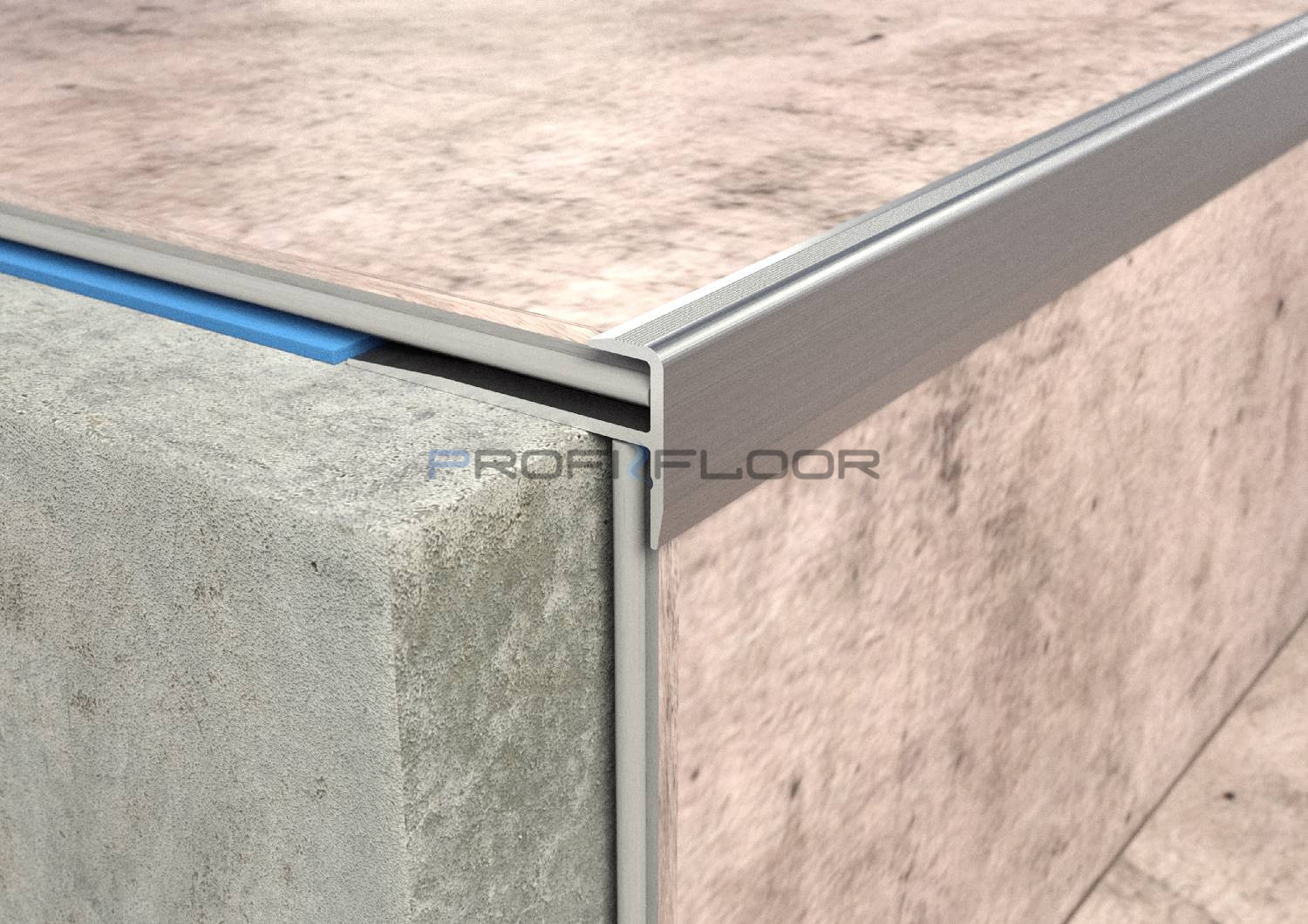 ALU PROFIL PF LVT3 ProfiFloor 2,7m ezüst öntapadós F lépcsőprofil - 28,1x14,3x5mm