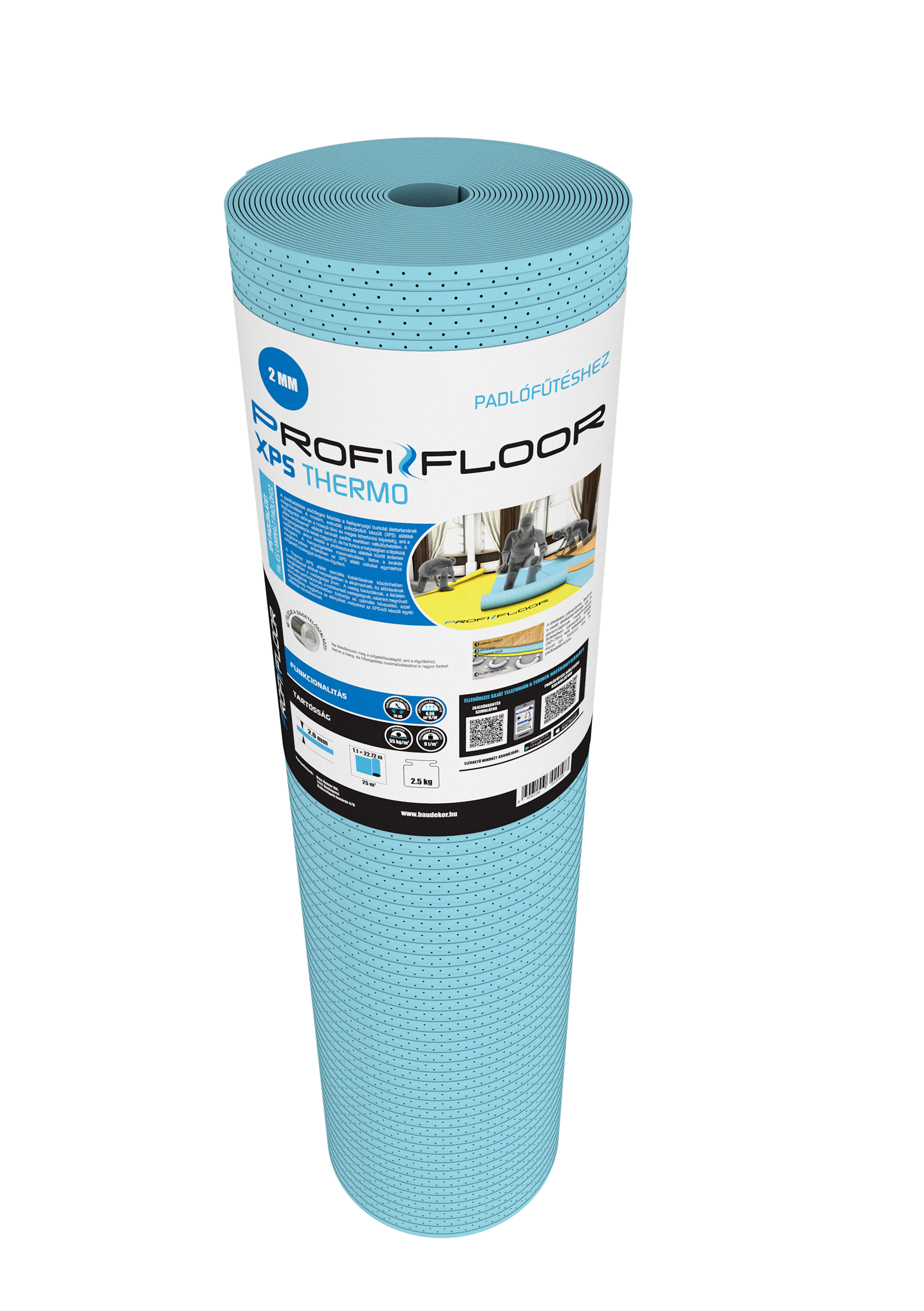 XPS Thermo alátét 2mm tekercs ProfiFloor 22,72M x 1,1M - 25m2/tekercs